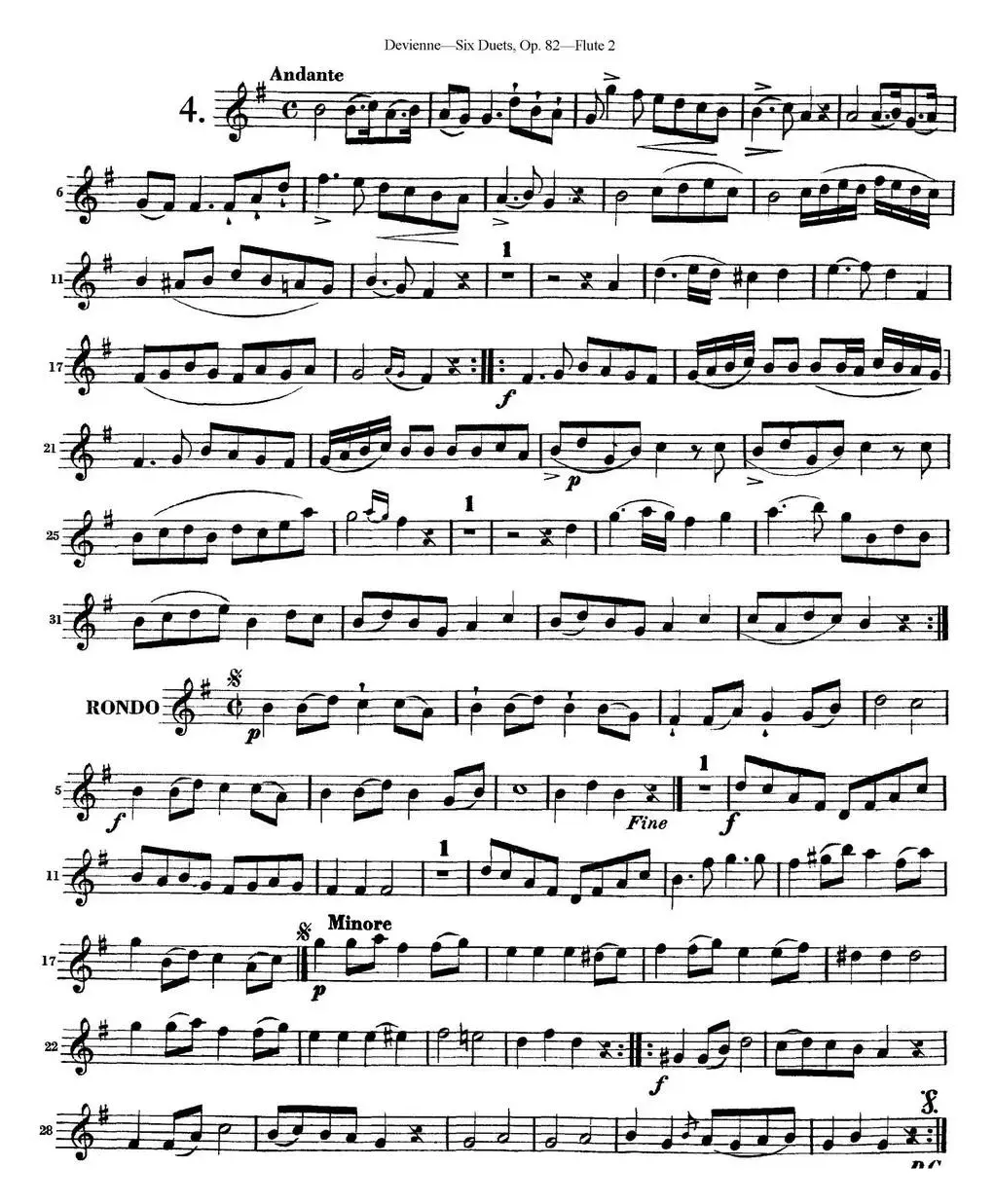 德维埃纳六个长笛二重奏小段Op.82——Flute 2（NO.4）