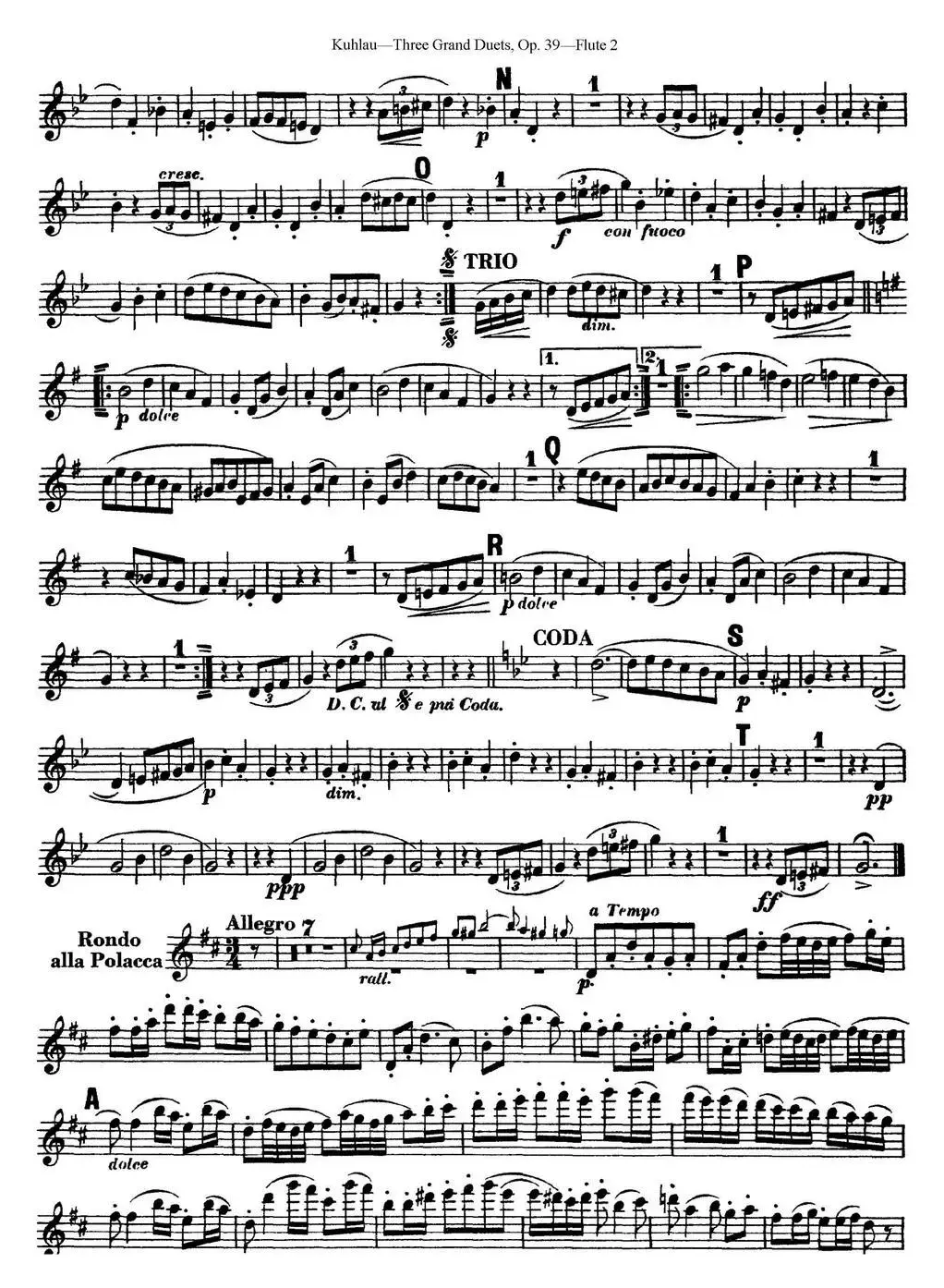 库劳长笛二重奏大练习曲Op.39——Flute 2（No.3）