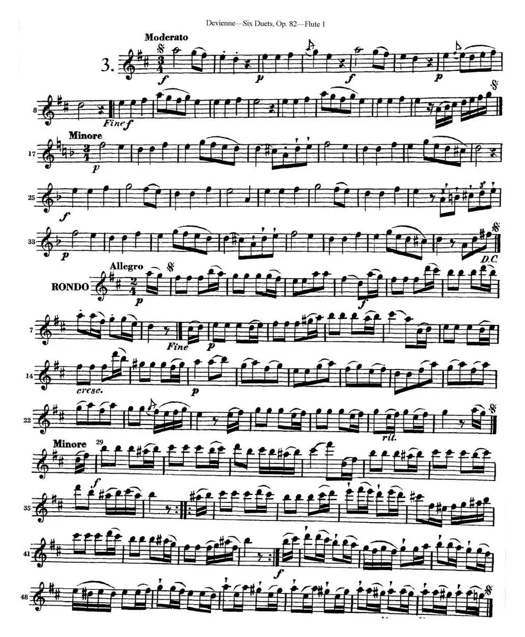 德维埃纳六个长笛二重奏小段Op.82——Flute 1（NO.3）