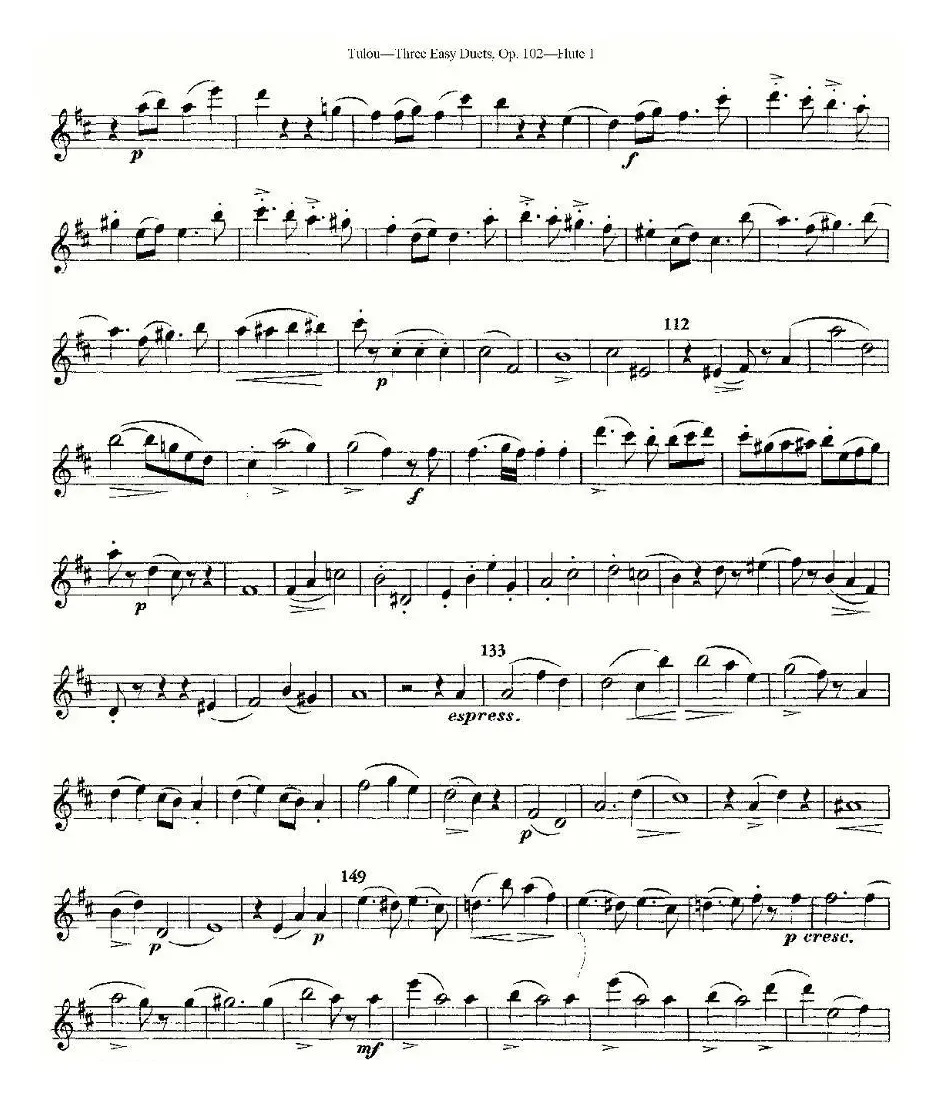 Three Easy Duets,Op.102 之第一长笛（三首简易重奏曲作品102号）