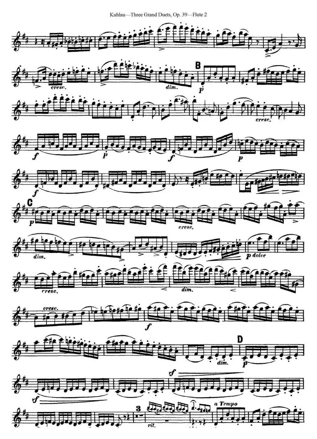 库劳长笛二重奏大练习曲Op.39——Flute 2（No.3）