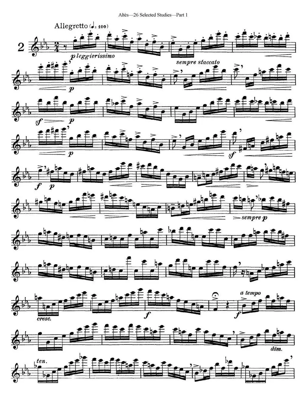 阿尔泰斯26首精选长笛练习曲（NO.2）