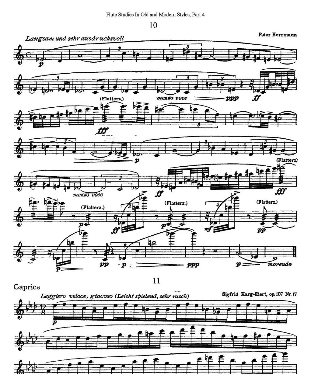 斯勒新老风格长笛练习重奏曲（第四部分）（NO.10-NO.11）
