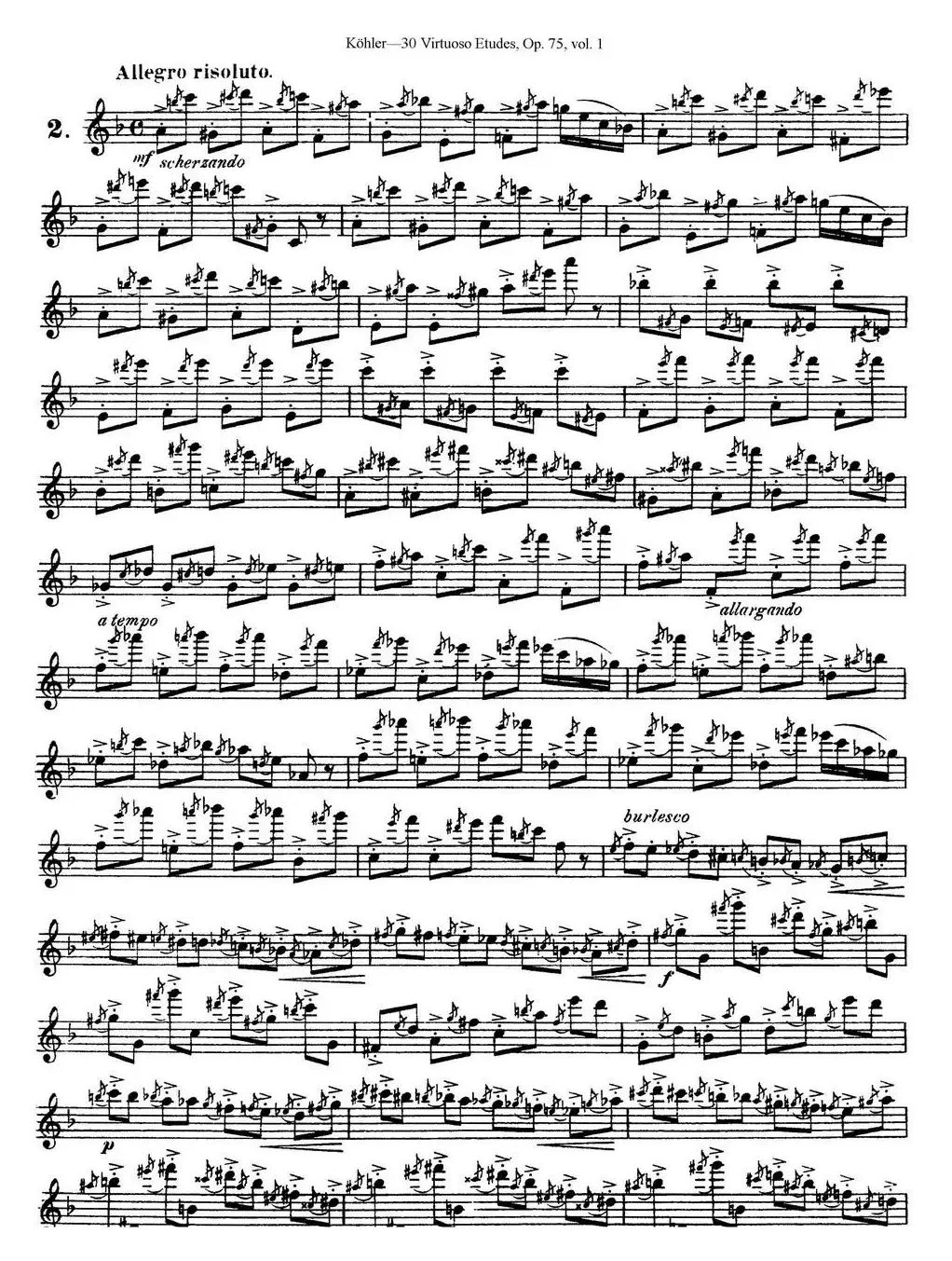 柯勒30首高级长笛练习曲作品75号（NO.2）