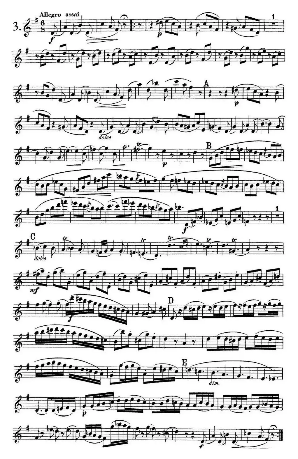 库劳长笛二重奏练习曲Op.10——Flute 2（No.3）