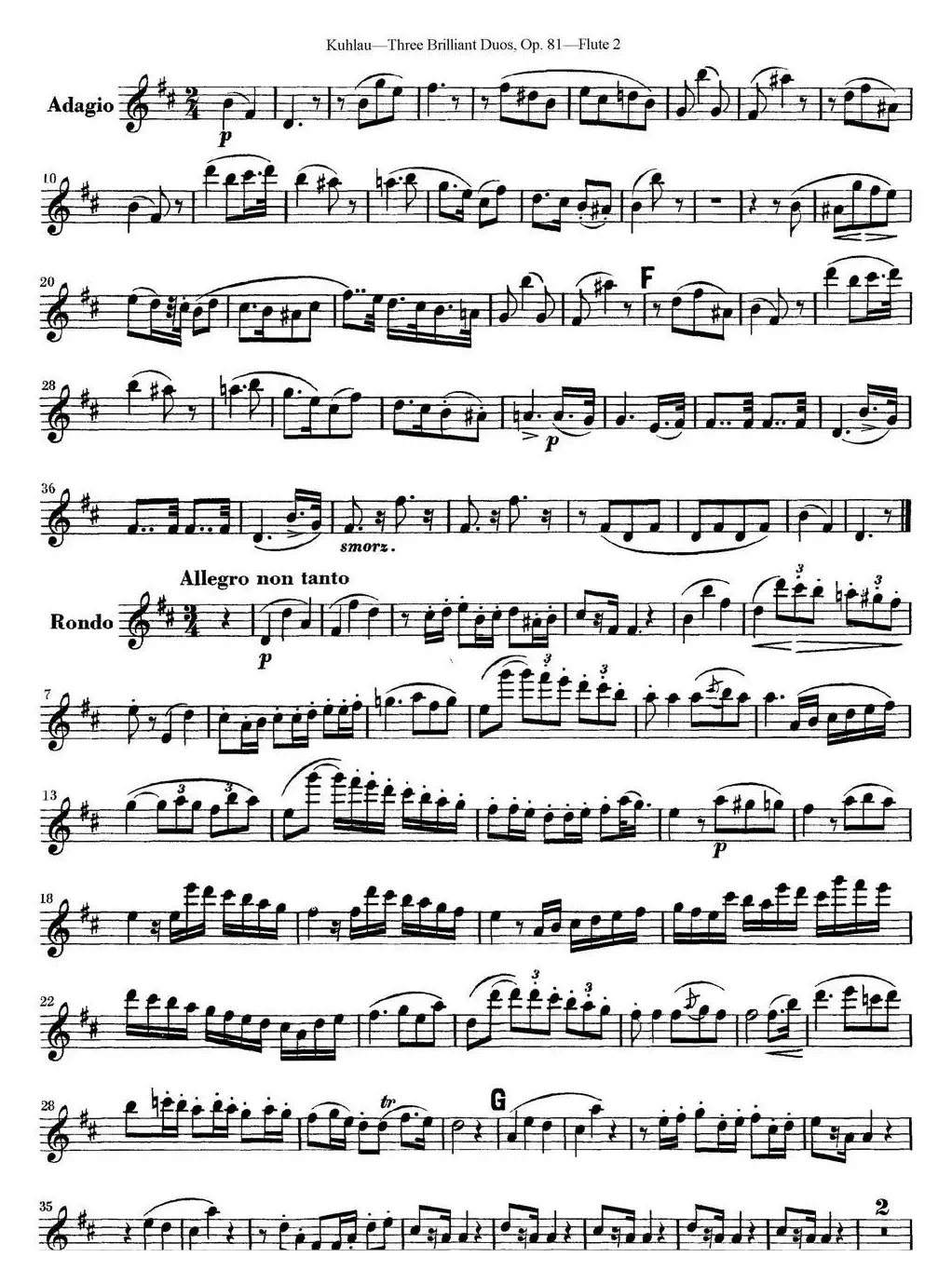 库劳长笛二重奏练习三段OP.81——Flute 2（NO.1）