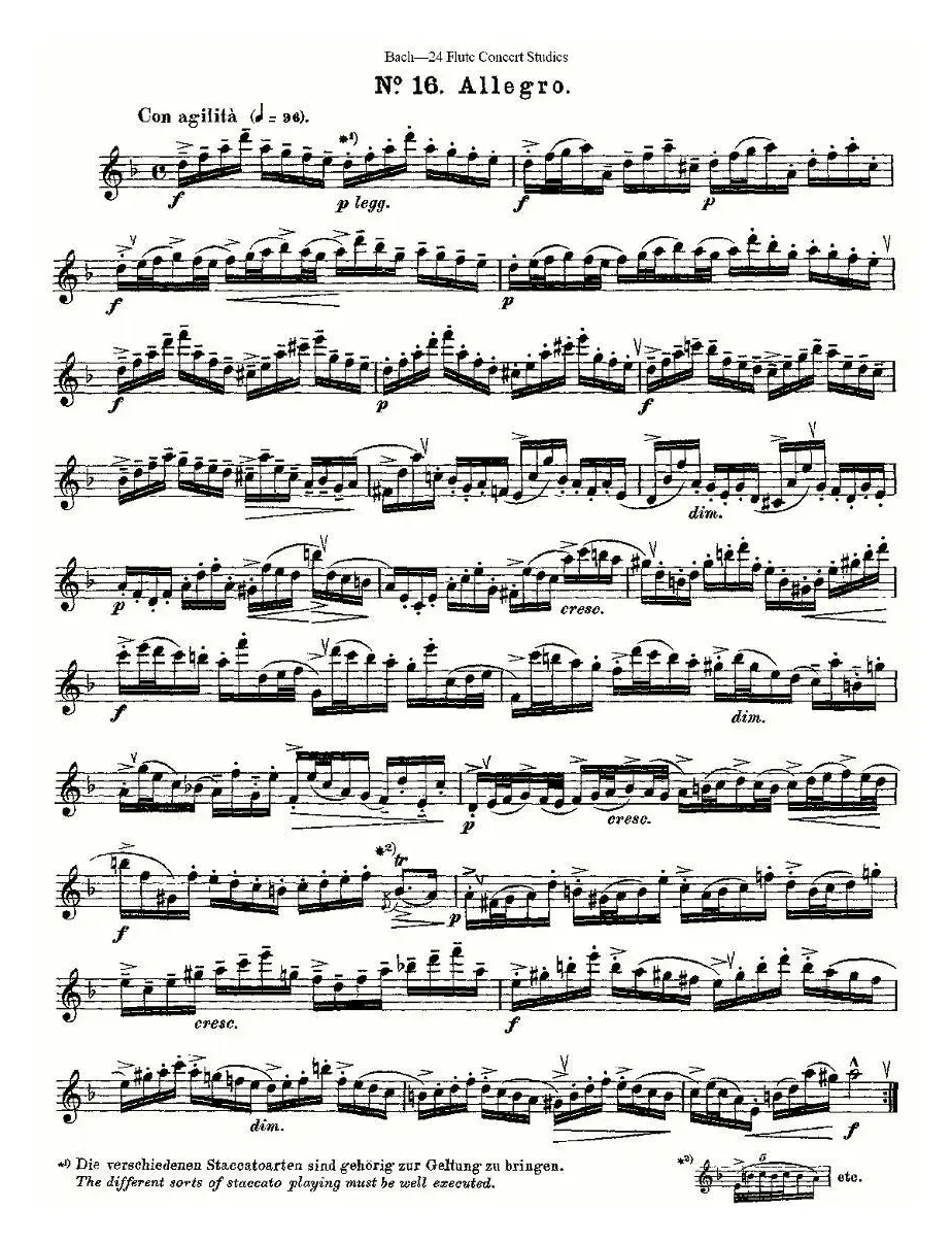 Bach-24 Flutc Concert Studies 之16—19（巴赫—24首长笛音乐会练习曲）