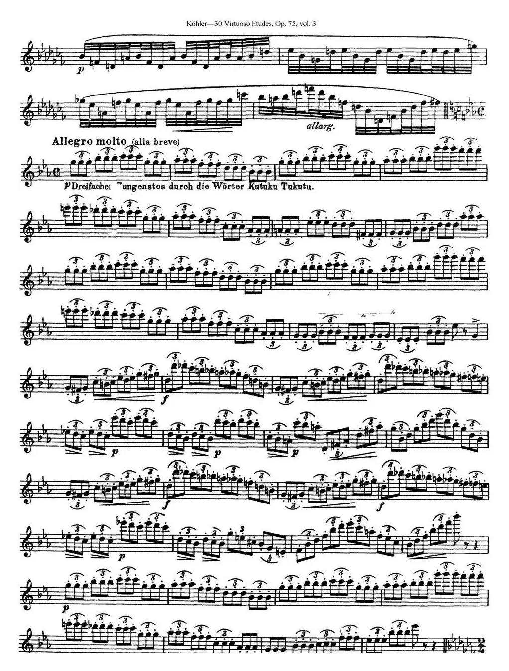 柯勒30首高级长笛练习曲作品75号（NO.24）