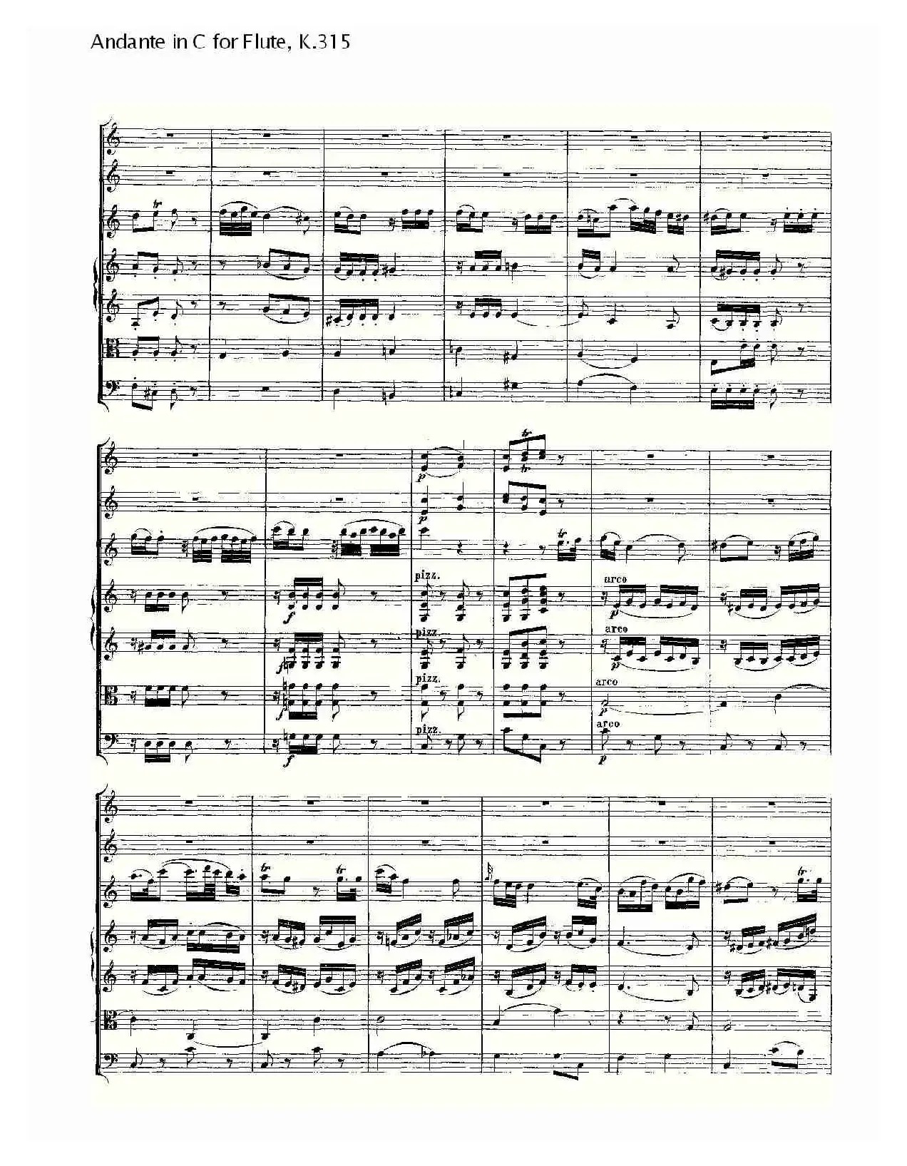 Andante in C for Flute, K.315（D调长笛行板协奏曲, K.315）