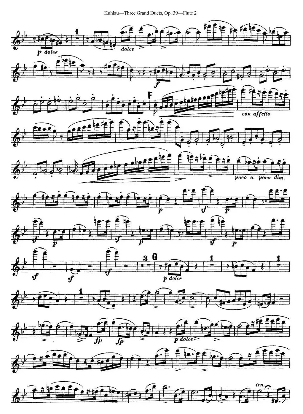 库劳长笛二重奏大练习曲Op.39——Flute 2（No.2）