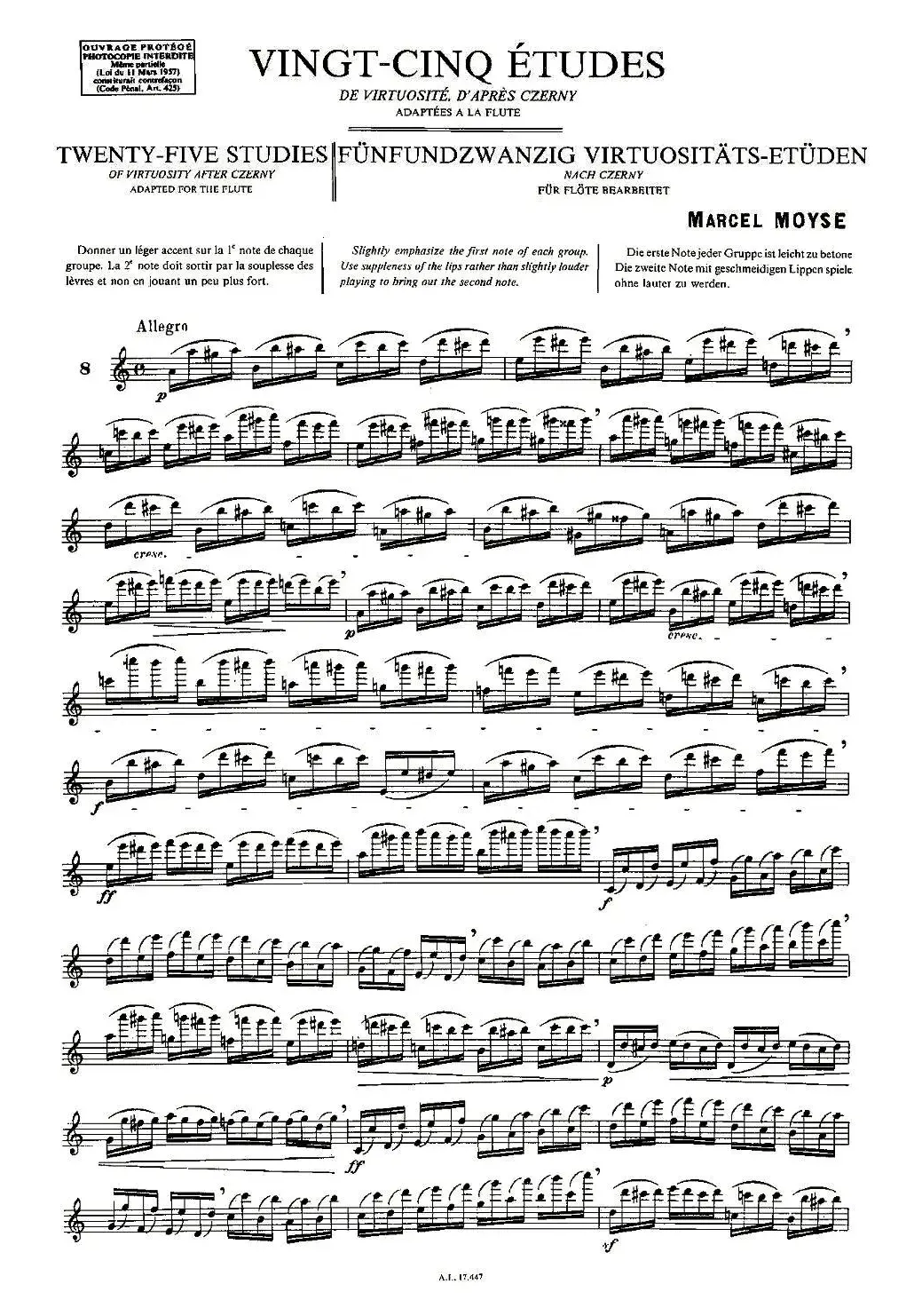 Moyse - 25 Studies after Czerny flute  [8]（25首改编自车尔尼作品的练习曲）