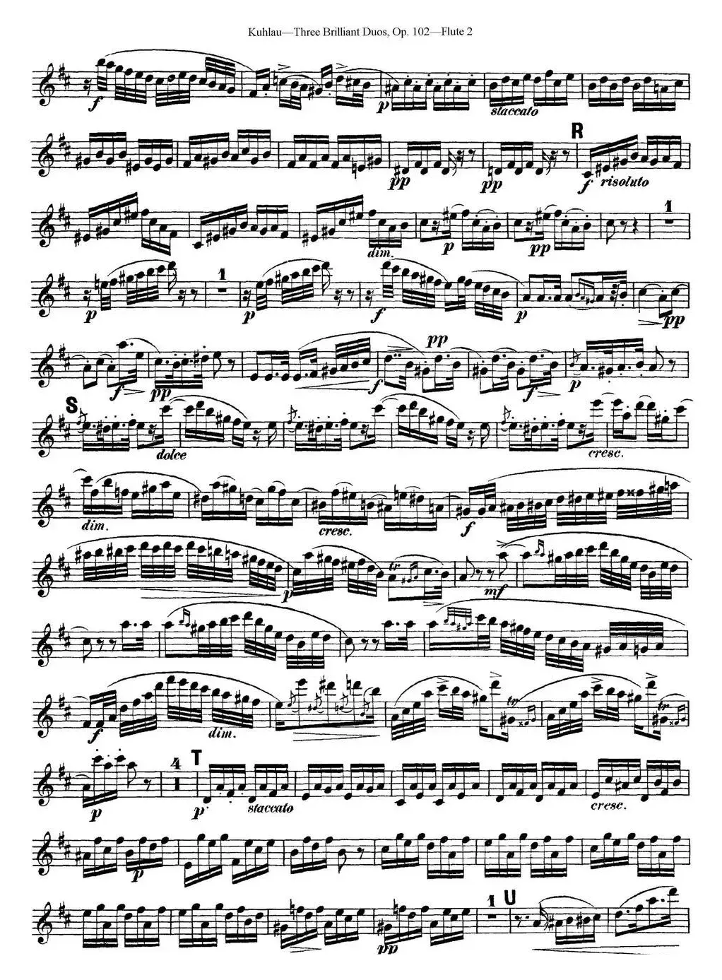 库劳长笛二重奏练习三段OP.102——Flute 2（NO.1）