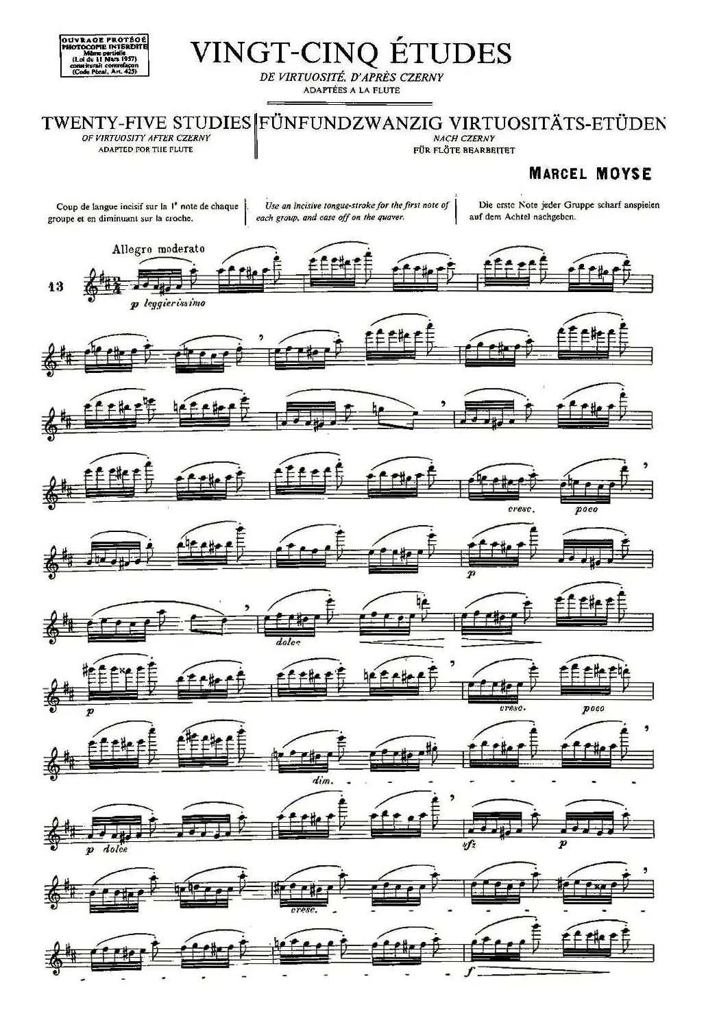 Moyse - 25 Studies after Czerny flute 之13（25首改编自车尔尼作品的练习曲）