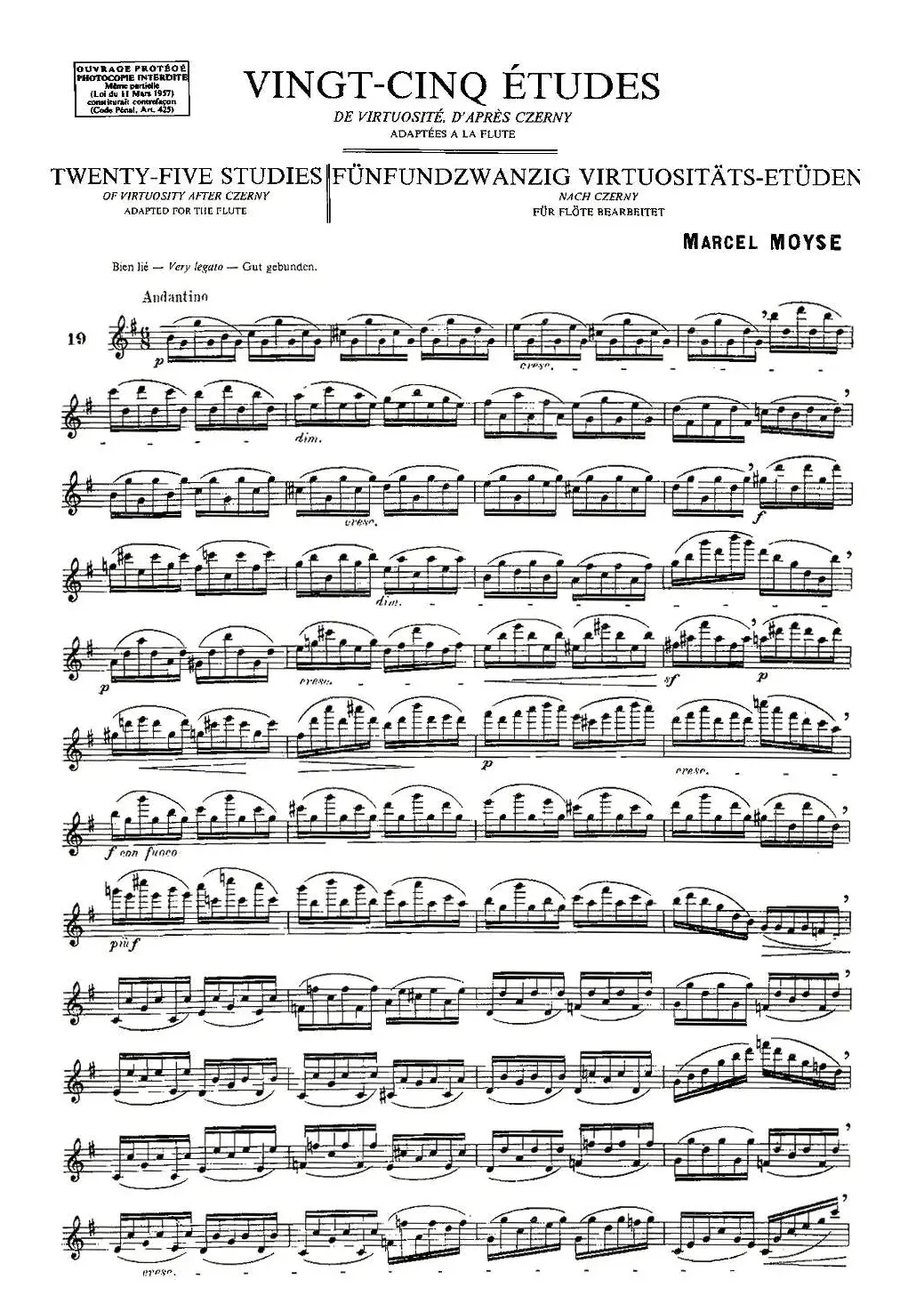 Moyse - 25 Studies after Czerny flute 之19（25首改编自车尔尼作品的练习曲）