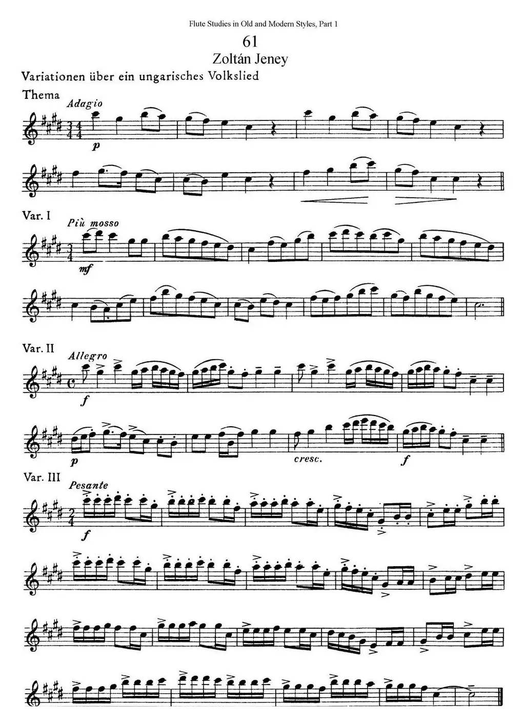 斯勒新老风格长笛练习重奏曲（第一部分）（NO.61-NO.63）