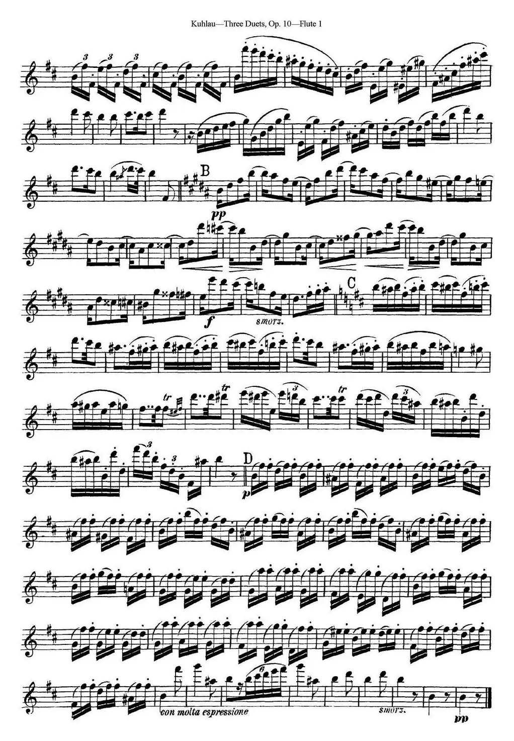 库劳长笛二重奏练习曲Op.10——Flute 1（No.2）