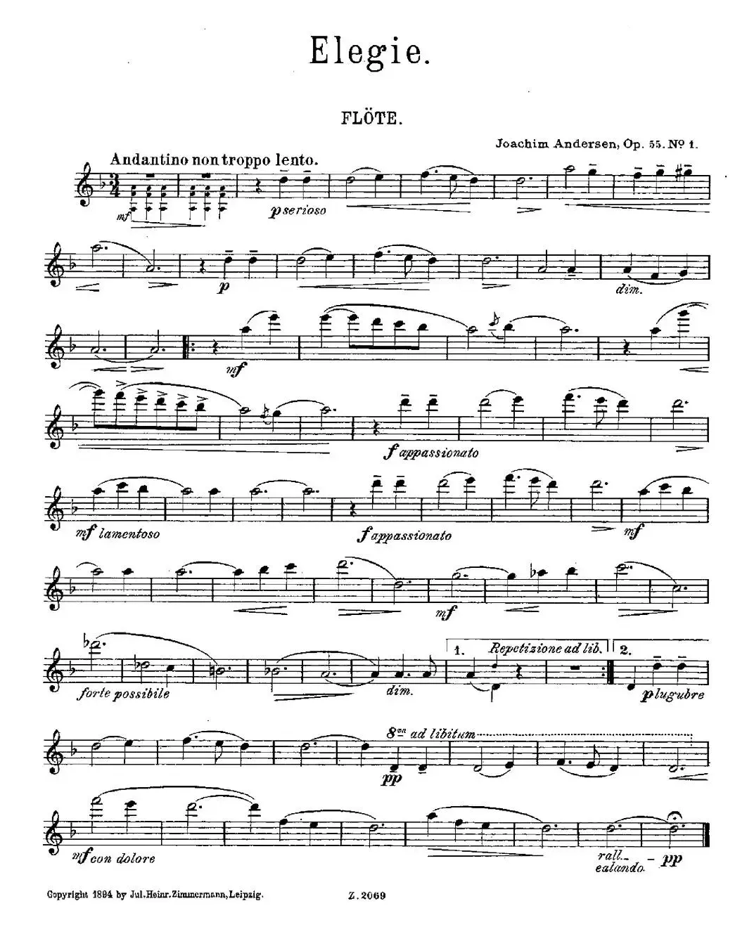 Elegie（Op.55 No.1）