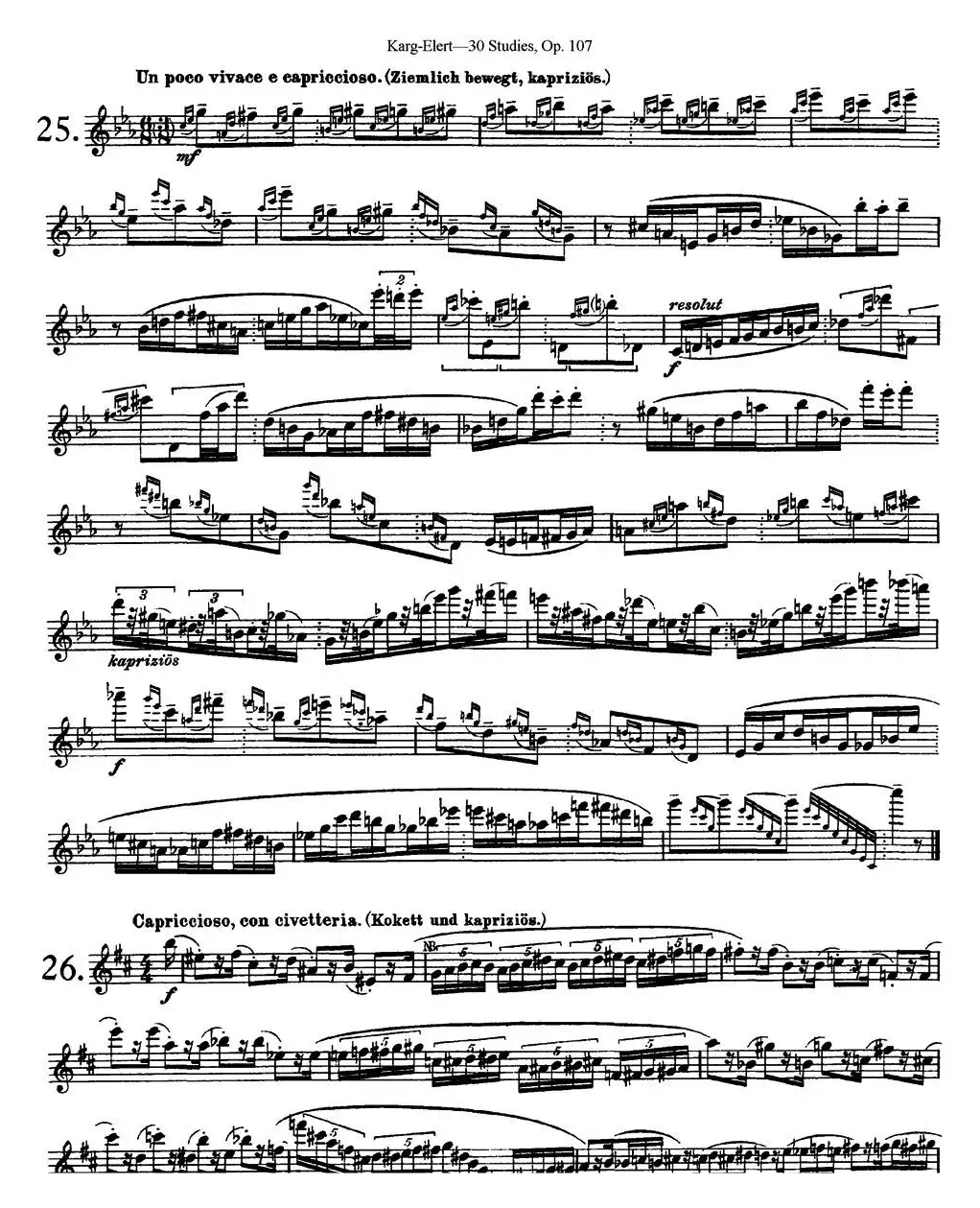 卡-伊勒特30首长笛练习曲Op.107（NO.25-NO.27）