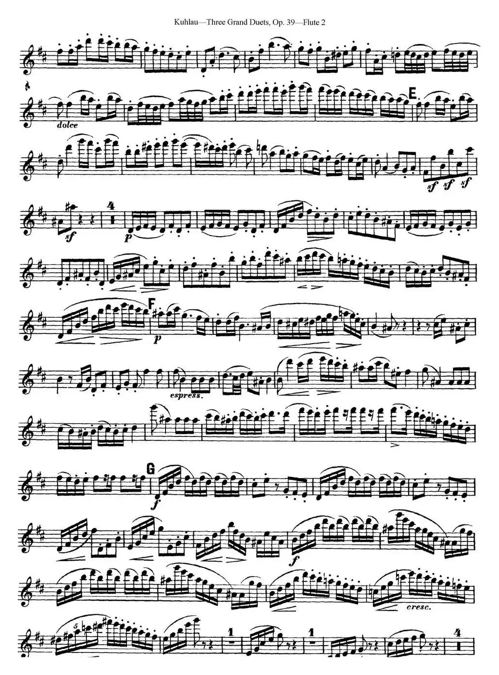 库劳长笛二重奏大练习曲Op.39——Flute 2（No.3）