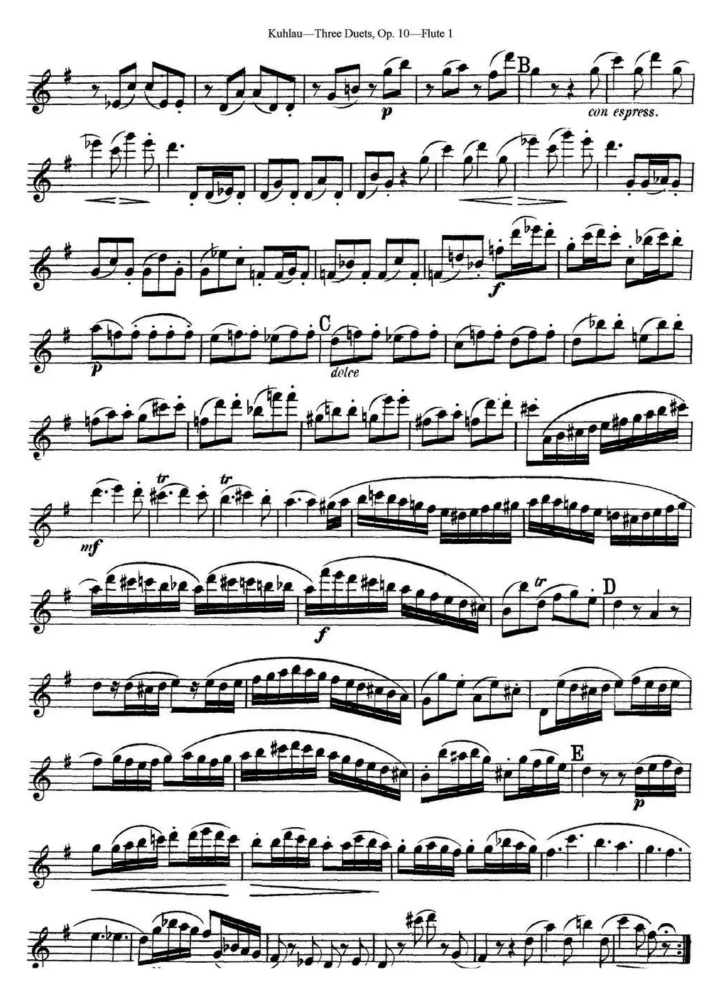 库劳长笛二重奏练习曲Op.10——Flute 1（No.3）