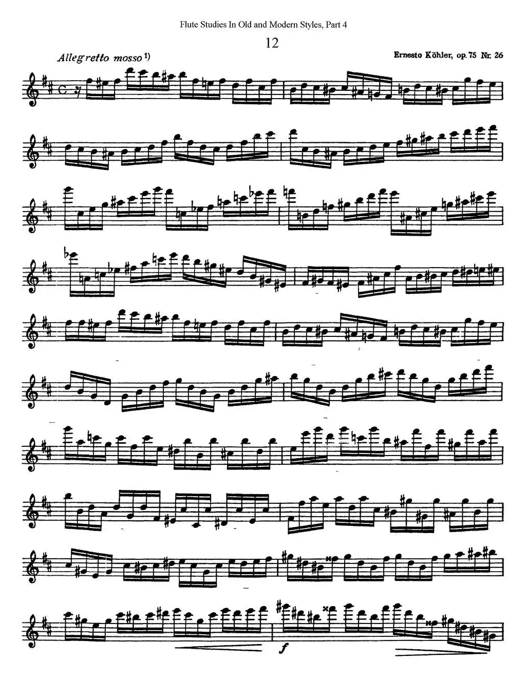 斯勒新老风格长笛练习重奏曲（第四部分）（NO.12）