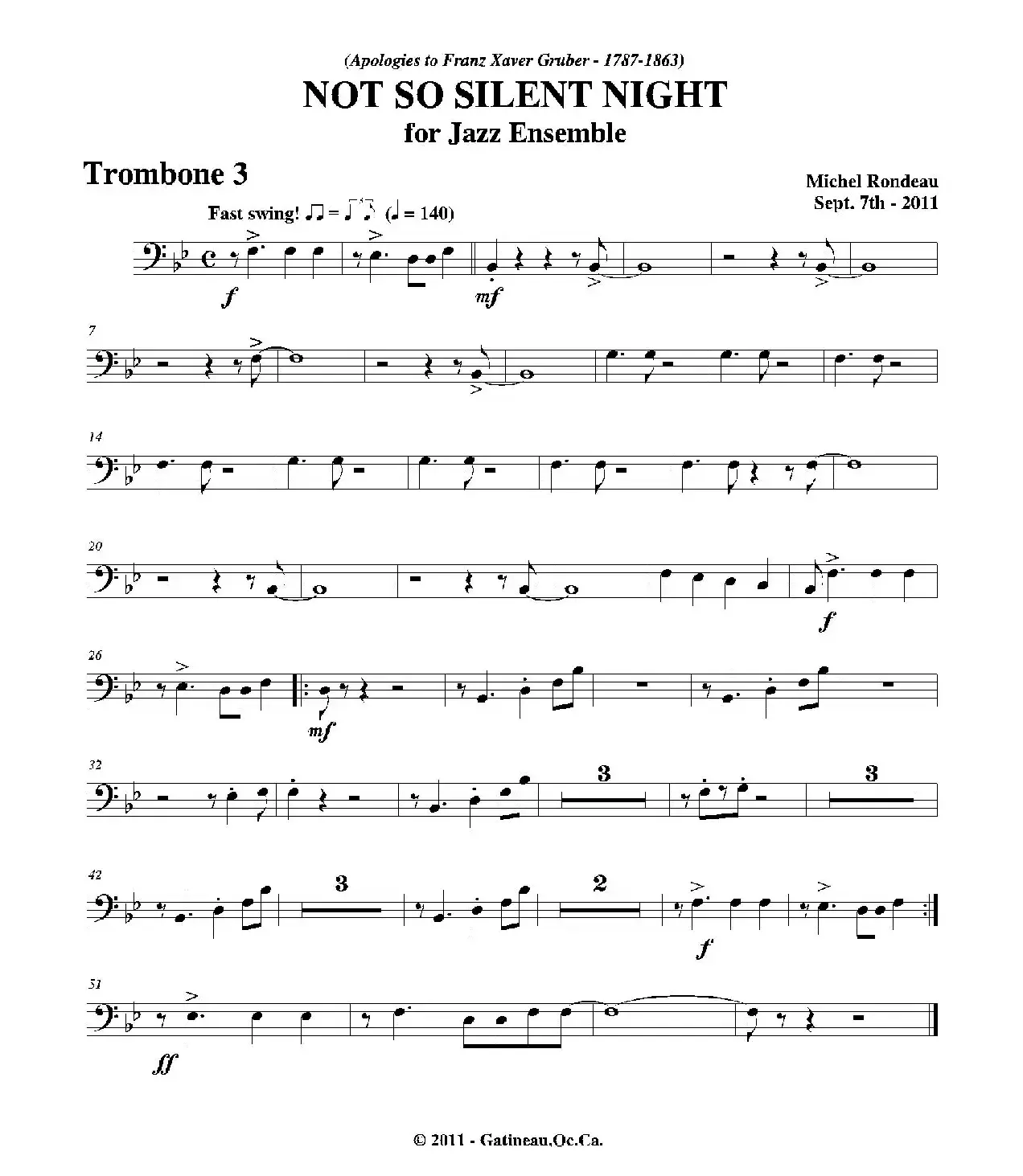 NOT SO SILENT NIGHT（第三长号分谱）