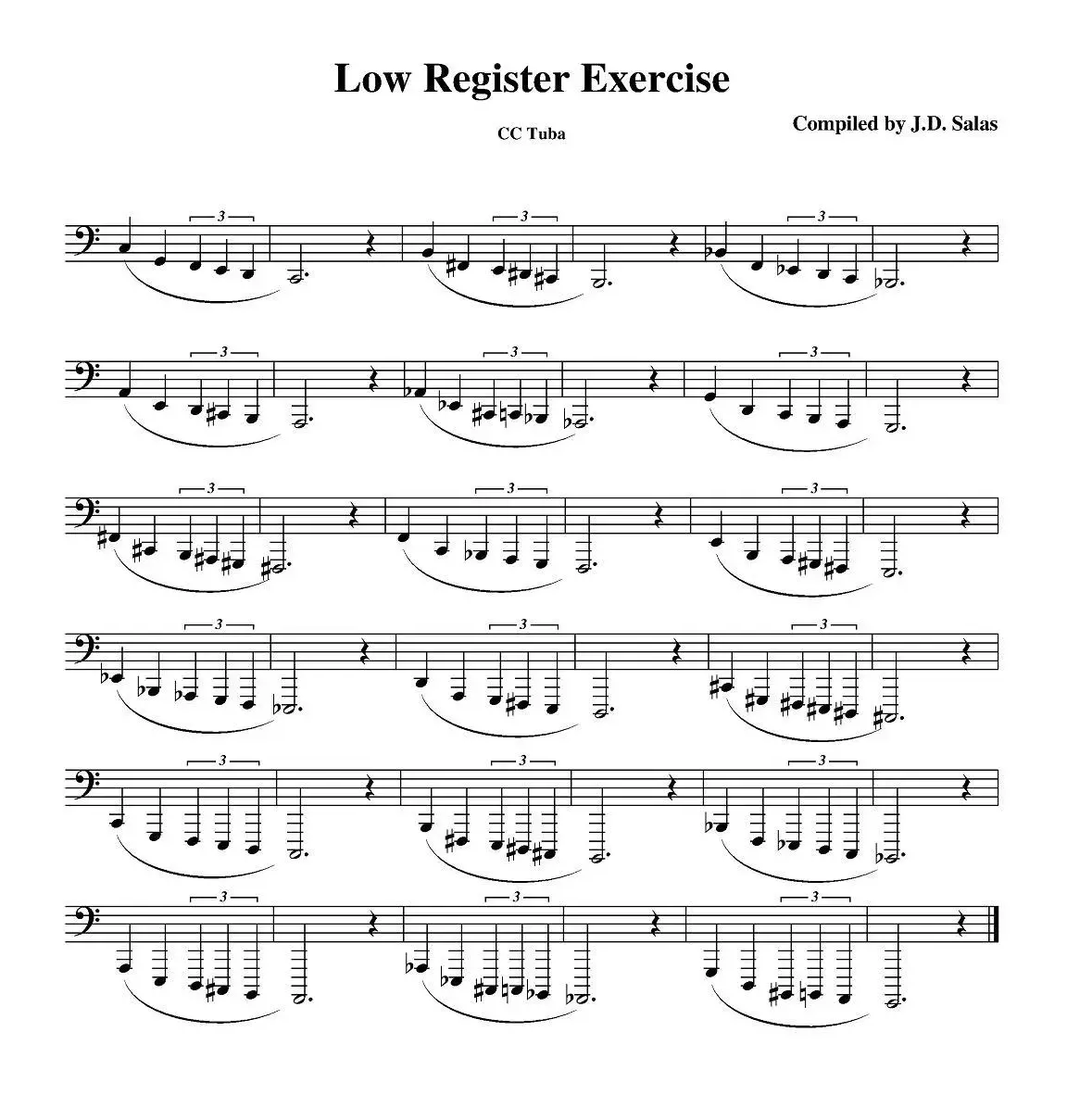 Low Register Exercise- CC Tuba（大号练习教材选曲）