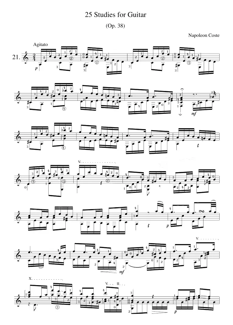 Napoleon Coste《25 Studies,Op.38》（STUDY 21）