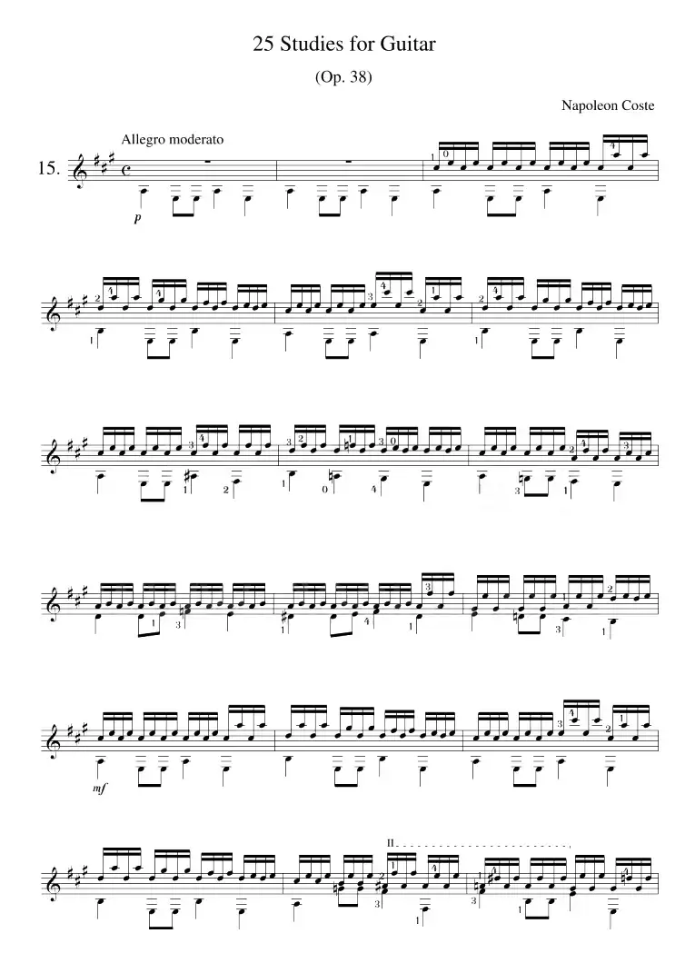 Napoleon Coste《25 Studies,Op.38》（STUDY 15）