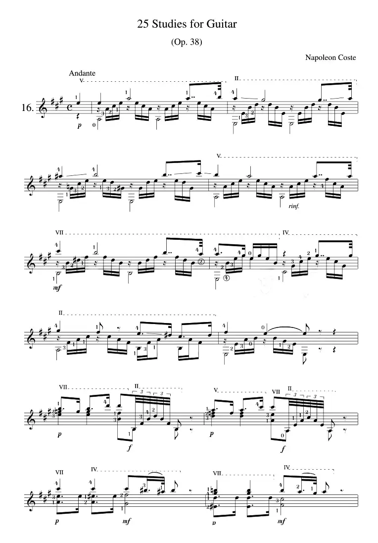 Napoleon Coste《25 Studies,Op.38》（STUDY 16）