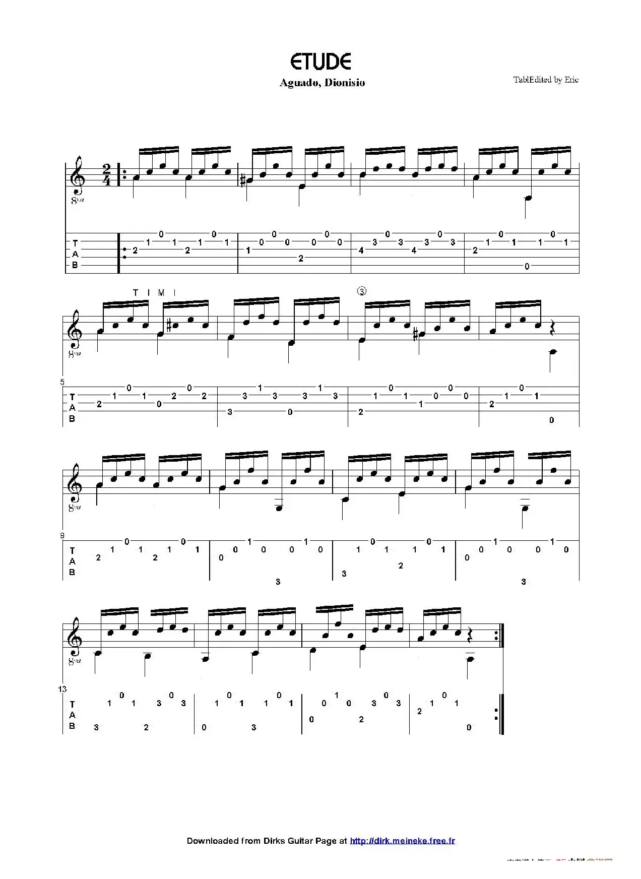 aguado etude（古典吉他）