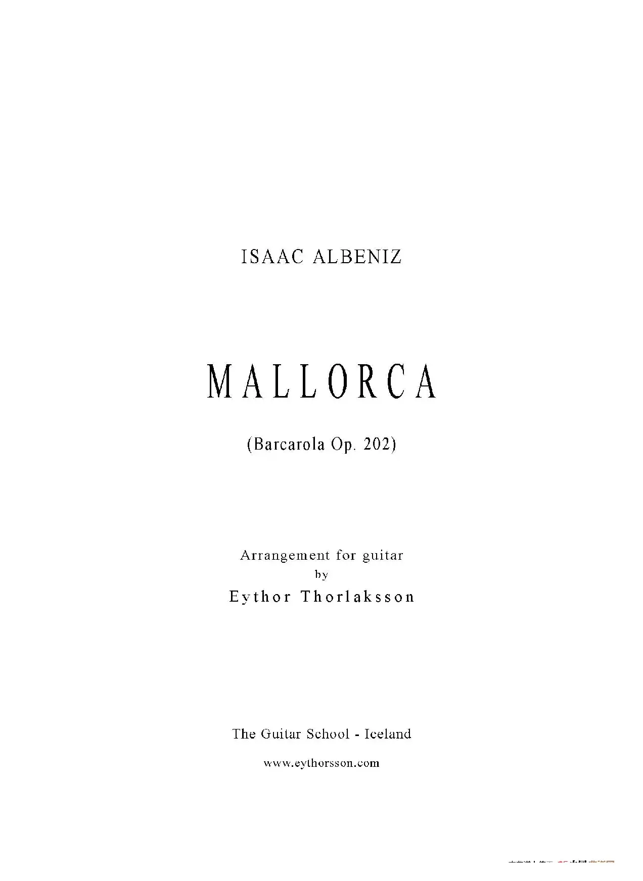 Mallorca(Barcarola Op.202)（古典吉他）