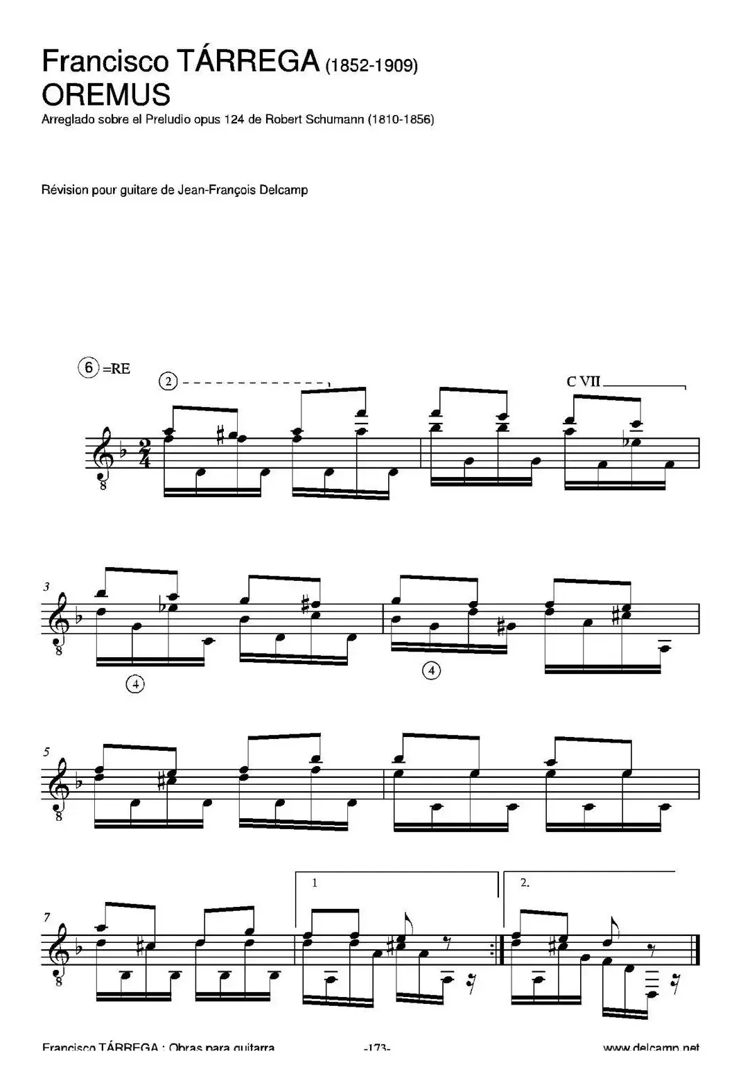 OREMUS(Arreglado sobre el Preludio opus 124 de Robert Schumann)（古典吉他）