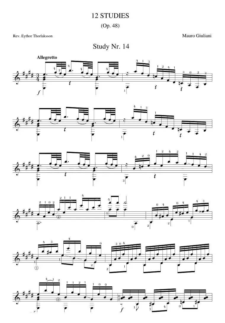 Mauro Giuliani《12 Studies,Op.48》（STUDY 14）