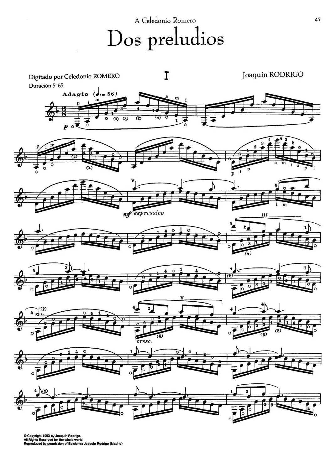 Joaquin Rodrigo Music for Guitar（罗德里戈吉他音乐P47-53）（古典吉他）