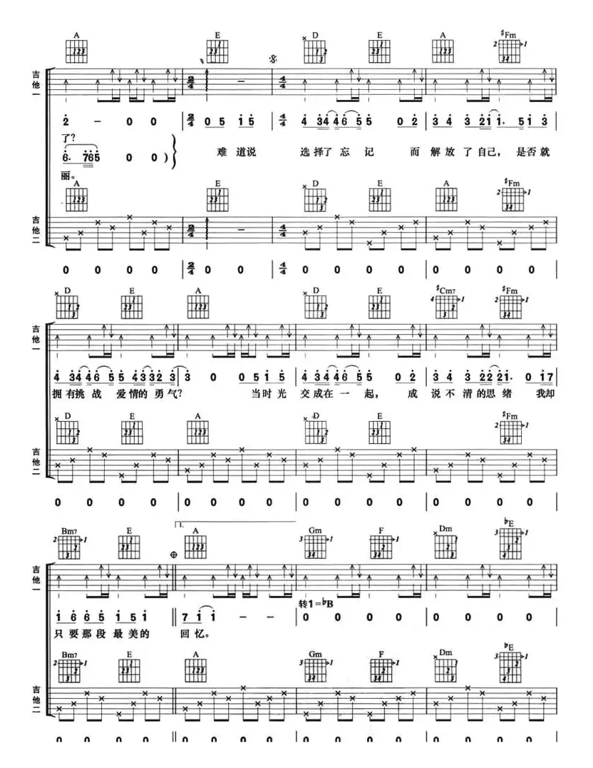 忘记（林秋离词 林俊杰曲、双吉他）