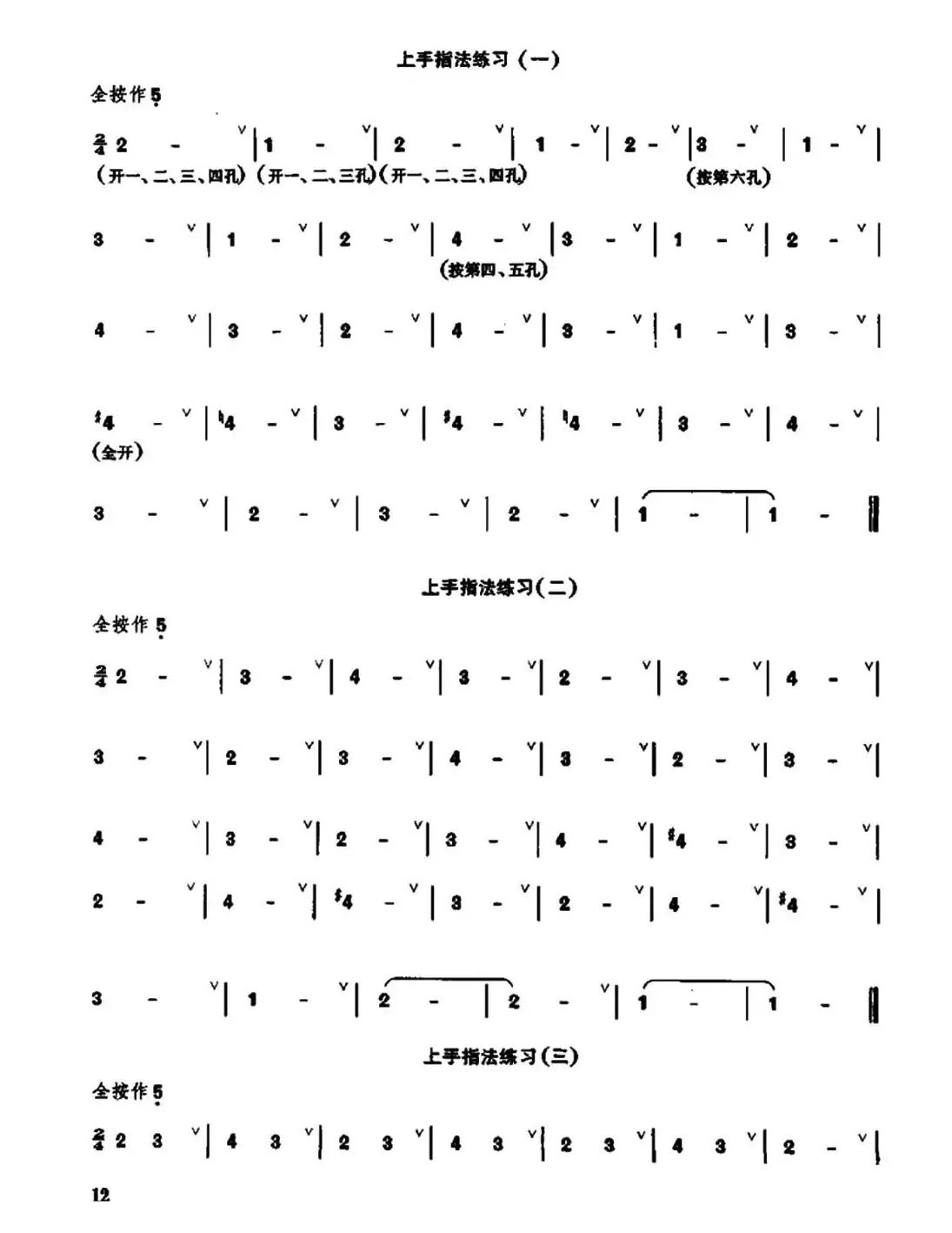 笛子上手指法练习