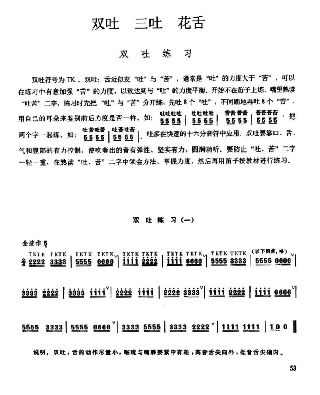 笛子双吐、三吐、花舌练习