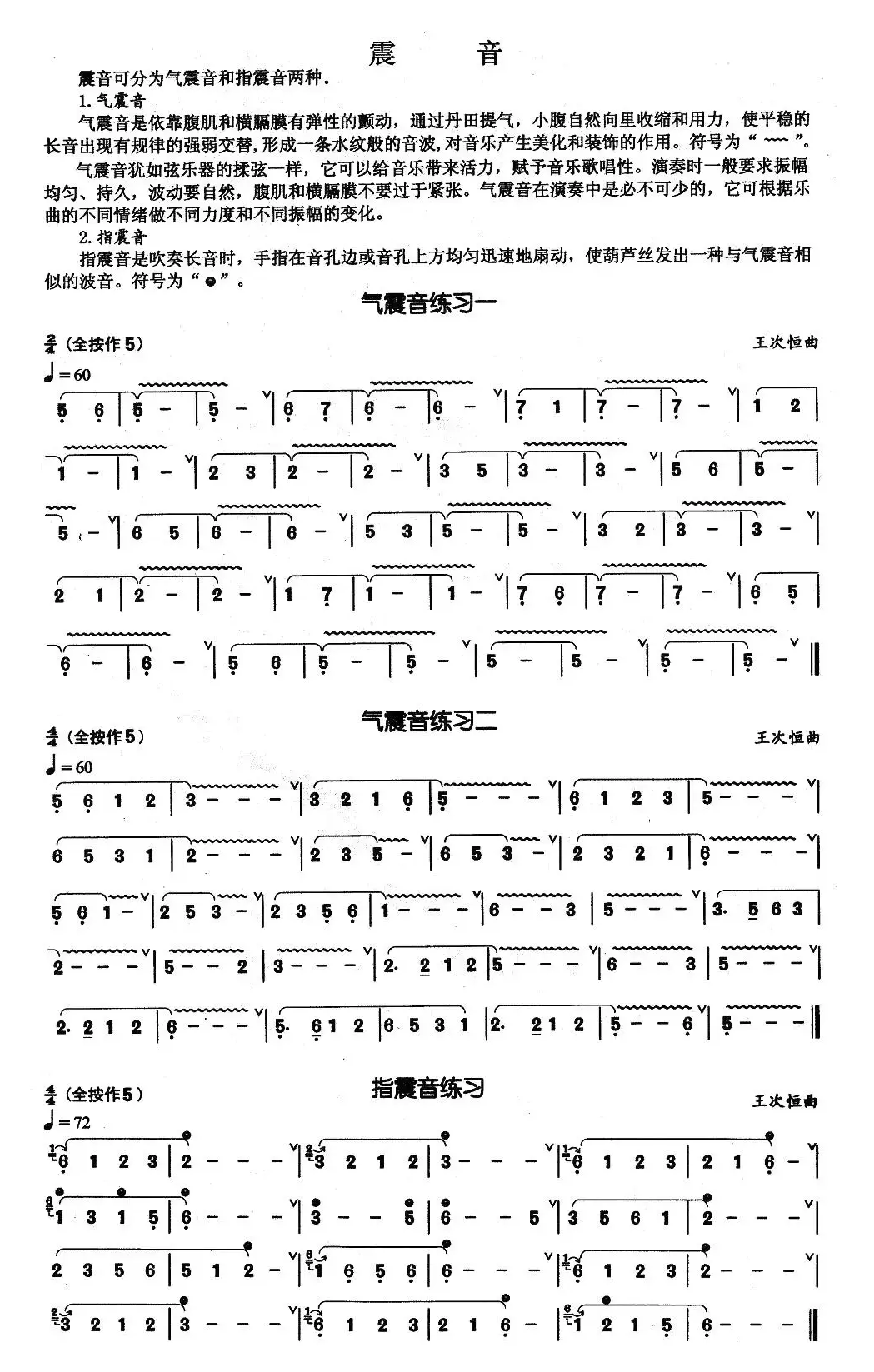 葫芦丝基本技巧练习曲——震音