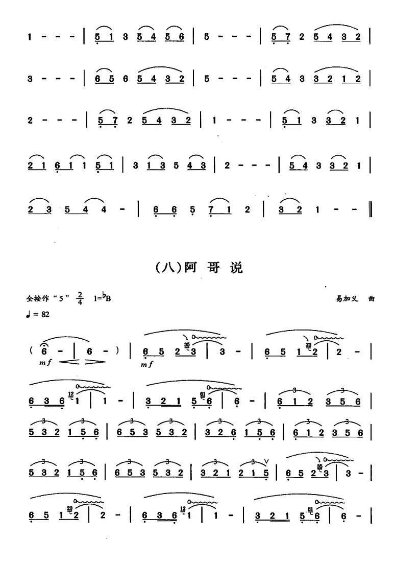 葫芦丝、巴乌二级考级曲目：独奏曲（1——9）