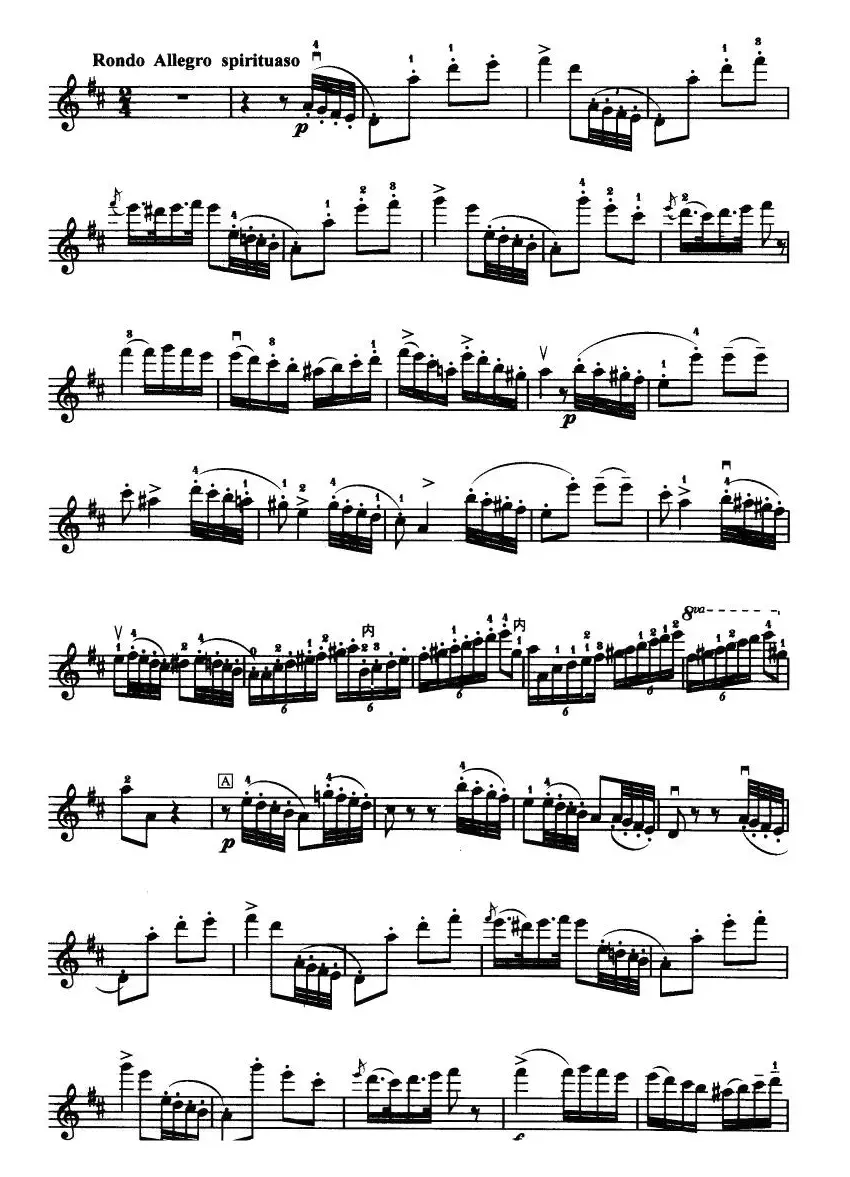 D大调小提琴协奏曲（二胡移植五线谱）