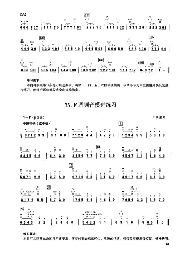 四、F调音阶与音型模进练习（二胡音阶练习）