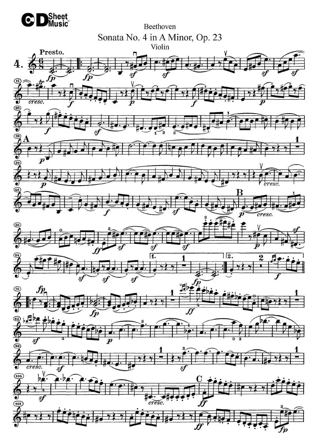 Violin Sonata No.4 in A Minor Op.23