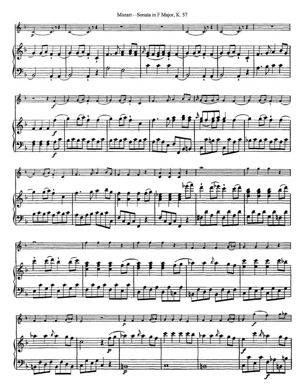 Violin Sonata in F Major K.357（小提琴+钢琴伴奏）