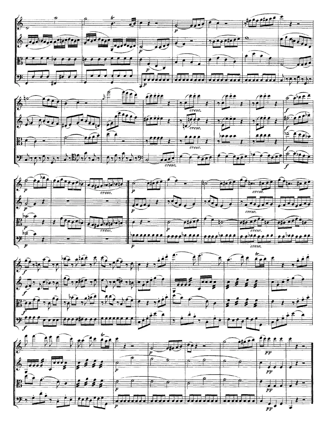 Mozart《Quartet No.19 in C Major,K.465》（总谱）