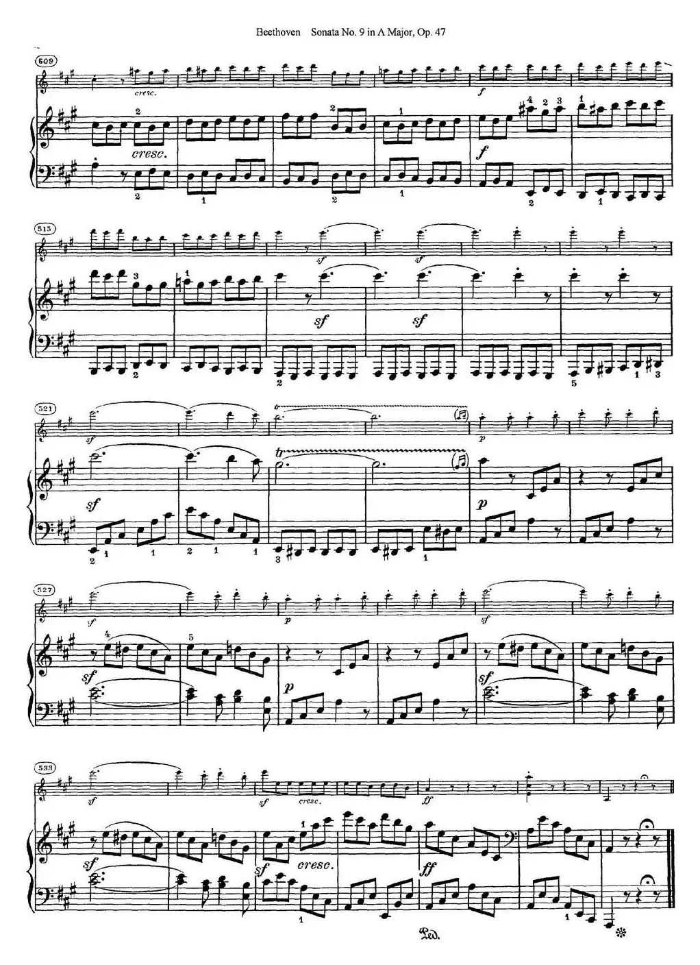 Violin Sonata No.9 in A Major Op.47（小提琴+钢琴伴奏）