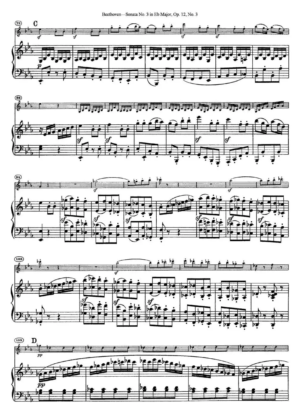 Violin Sonata No.3 in Eb Major Op.12 No.3（小提琴+钢琴伴奏）