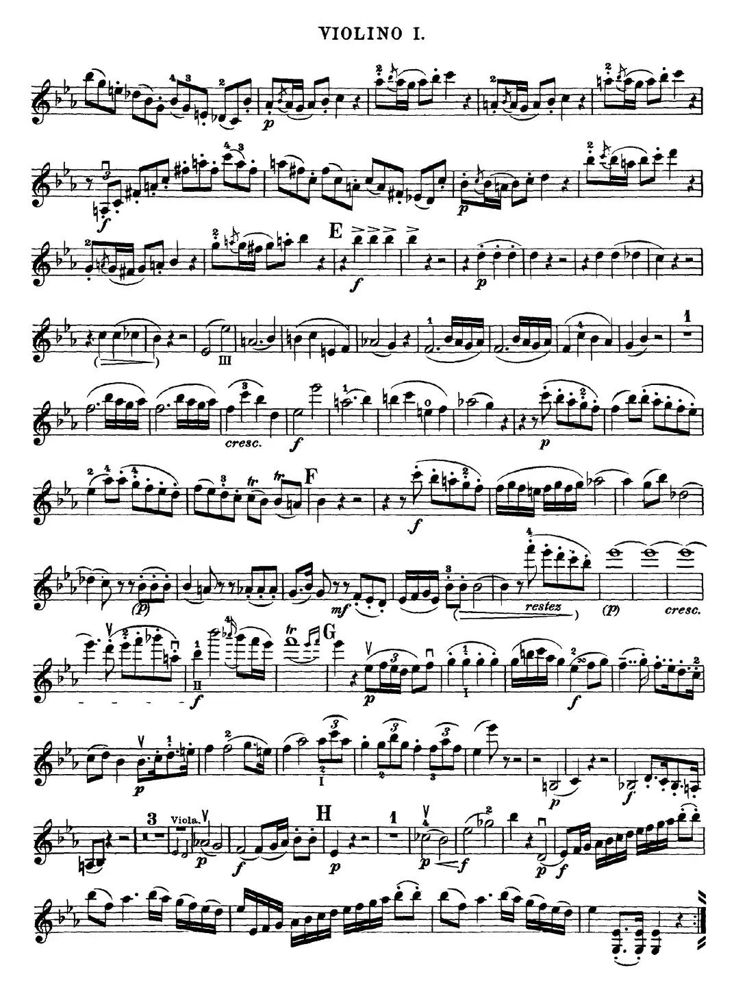 Mozart《Quartet No.16 in Eb Major,K.428》（Violin 1分谱）