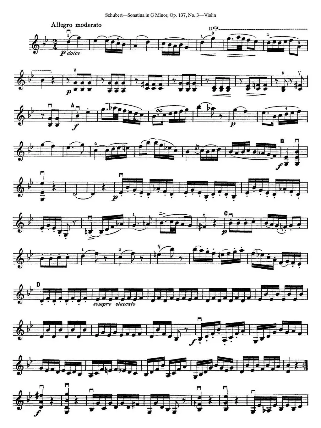 Violin Sonatina in G minor Op.137 No.3