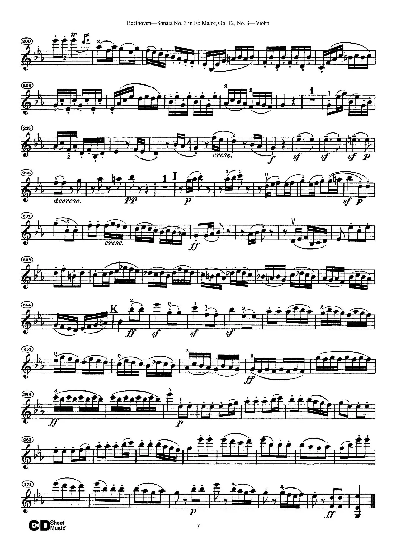 降E大调第三小提琴奏鸣曲（Sonata No.3 in Eb Major Op.12,No.3）